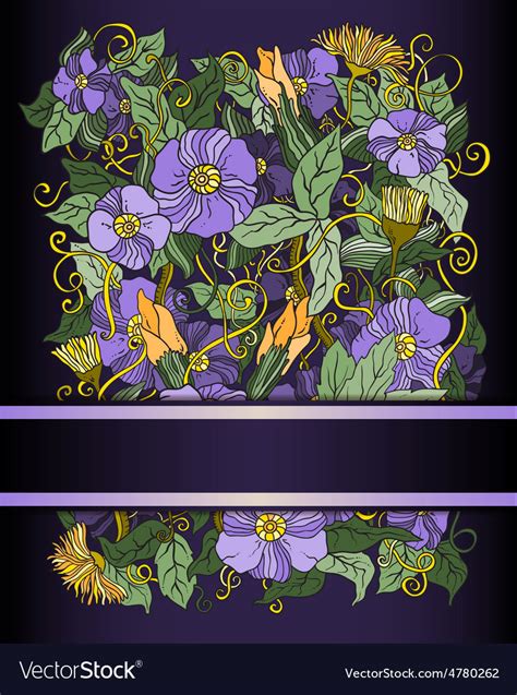 Floral Background Hand Drawn Retro Flowers Vector Image