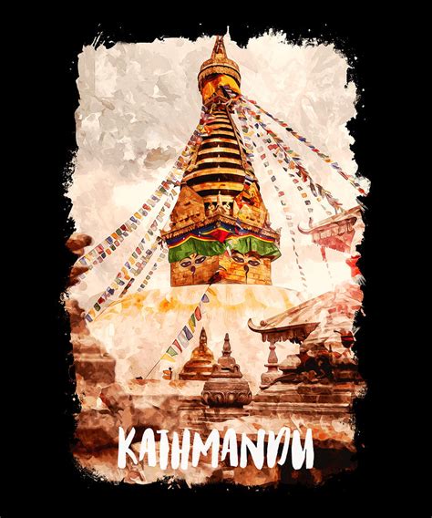 Kathmandu Nepal City Watercolor Digital Art By Alexandru Chirila Fine