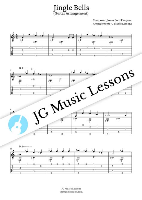 Jingle Bells Guitar Sheet Music With Tabs Chords Melody And