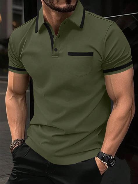 Manfinity Homme Men Contrast Trim Polo Shirt Men Fashion Casual