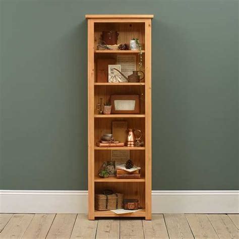 Oakley Pine Tall Slim Bookcase | Want Mattress