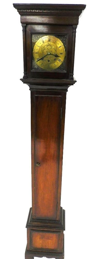 A Mahogany Cased Grandmother Clock The Circular Brass Dial With