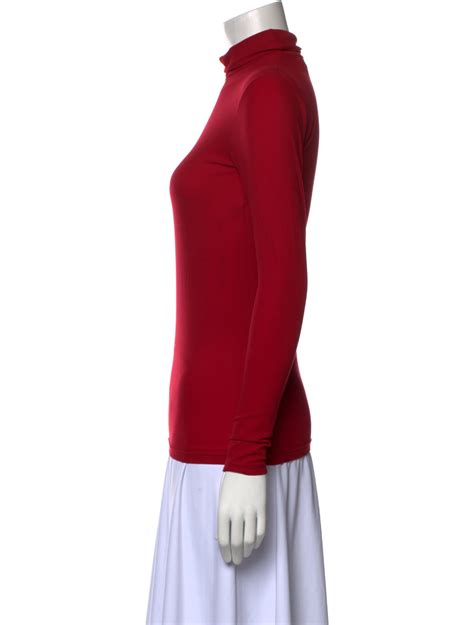 Ann Demeulemeester Turtleneck Long Sleeve Top Red Tops Clothing