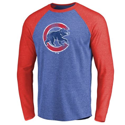 Chicago Cubs Distressed Team Raglan Long Sleeve T-Shirt - Royal ...