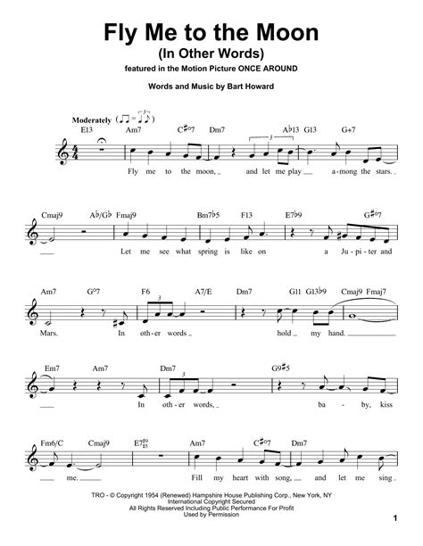 Fly Me To The Moon In Other Words By Bart Howard Sheet Music For Pro