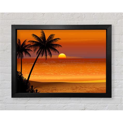 House Of Hampton Gerahmtes Leinwandbild Orange Palm Tree Sun Wayfair De