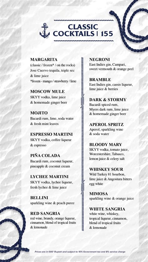 St Tropez Drink Menu - FINNS Beach Club