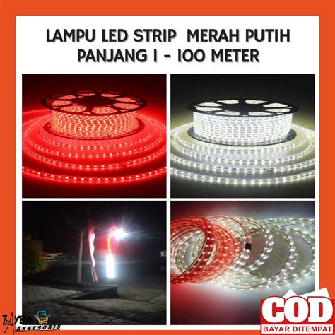 Jual Lampu Merah Putih Led Strip Selang 5050 SMD AC 220V Meteran Lampu