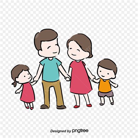 Family Clipart Illustration Cartoon Happy Family With Two Children ...