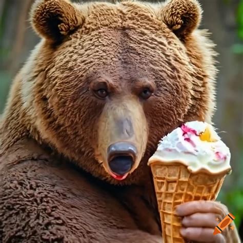 Bear Enjoying An Ice Cream Treat