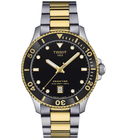 Tissot Unisex Seastar 1000 Quartz Analog Two Tone Stainless Steel Bracelet Watch Dillards