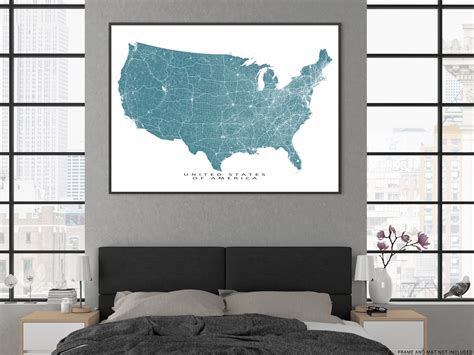 USA Road Map Print Poster, United States of America Wall Art Prints, R ...