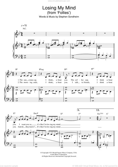 Losing My Mind From Follies Sheet Music For Voice Piano Or Guitar V2