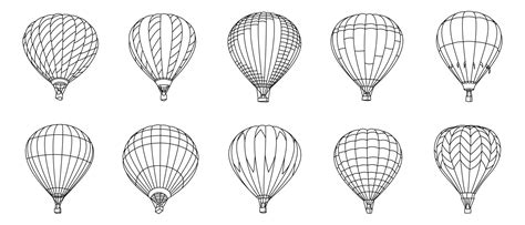 Hot Air Ballon Outline Illustration Vector Set 24469203 Vector Art At Vecteezy