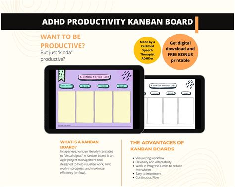 Kanban Board Task Tracker To Do List ADHD Productivity Planner Project