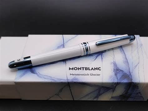 MONTBLANC 萬寶龍 Meisterstuck系列 Glacier 白色冰藍夾14K金筆咀墨水筆 MBC 129399 譽發