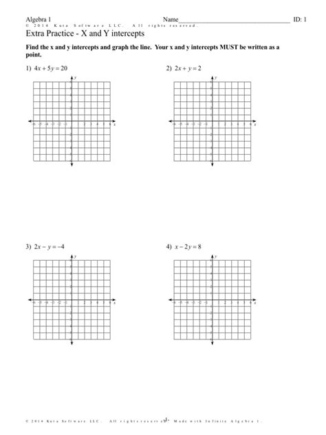 Extra Practice X And Y Intercepts Pdf Worksheets Library