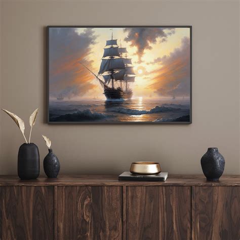 Sailing Ship Wall Art Sailing Ship Art Sunset Fine Art Etsy