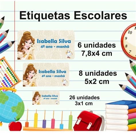 Kit Etiquetas Escolares Bela E A Fera Unidades Elo