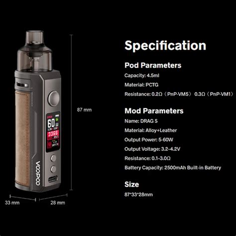 Voopoo Drag S Cigarette Lectronique Avec Kit Pod Avec Bobines Pnp