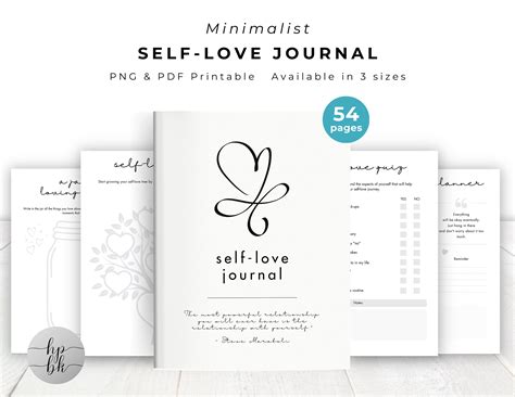 Self Love Journal Printable Minimalist Self Care Journal Affirmation Journal Self Love