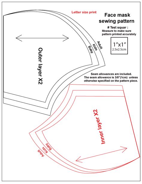 Printable Face Mask Sewing Pattern