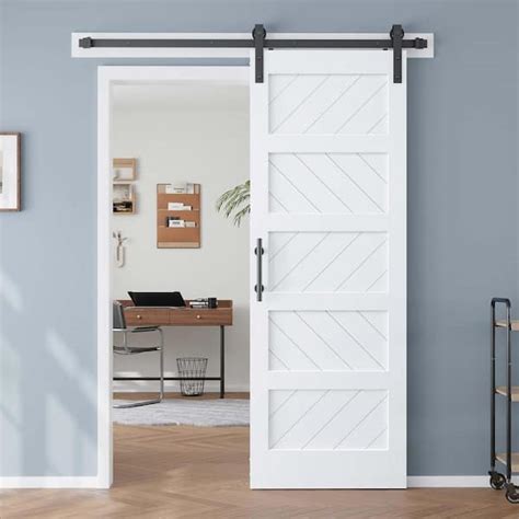 Easelife In X In Panel White Finished Mdf Sliding Barn Door