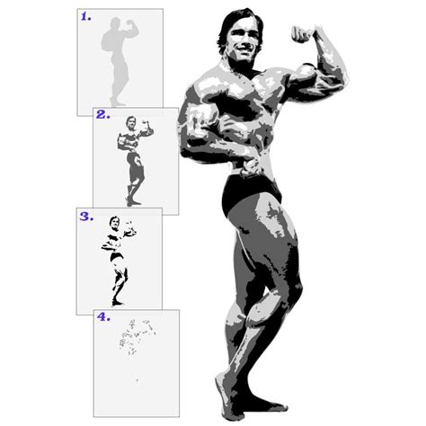 Arnold Schwarzenegger Bodybuilding Layer Stencil Set Schwarzenegger