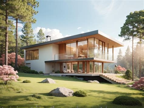 Premium Photo | Modern House with a Beautiful Forest View