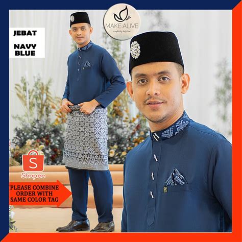 Baju Raya Navy Blue S M L Xl Xl Xl Xl Xl Baju Melayu Jebat