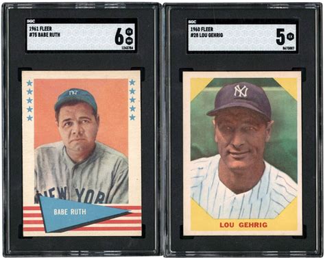 1959 1961 Fleer Collection W SGC Babe Ruth Lou Gehrig 84