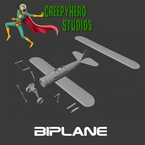 3D Printable Pulp Biplane by Michael Crossman