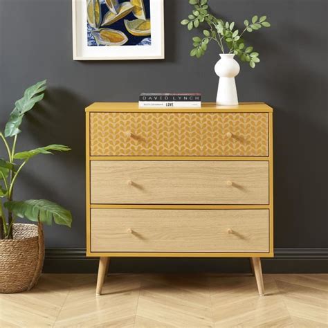 Commode Baita Capucine Ocre Et Effet Ch Ne Tiroirs L X