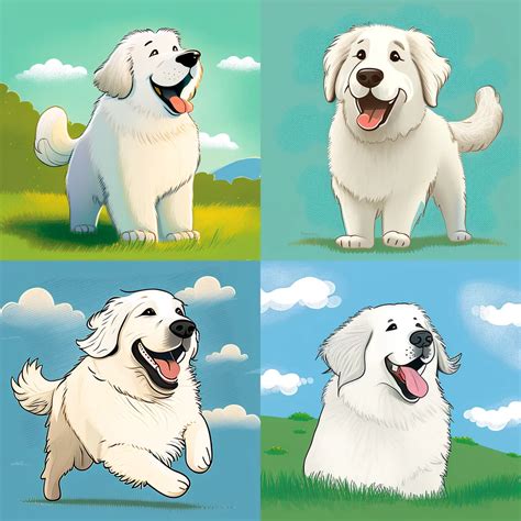 Prompt Fun loving Great Pyrenees cartoon | Download Script for AI ...