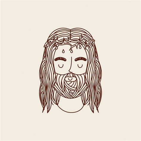 Premium Vector | Jesus christ man face icon