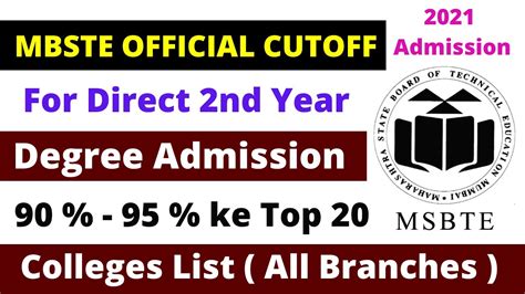 Msbte Official Cutoff Ke Top College For Direct Second