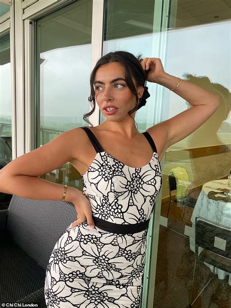 Love Island S Francesca Allen Puts On A Chic Display In A Black And White Floral Dress At Epsom