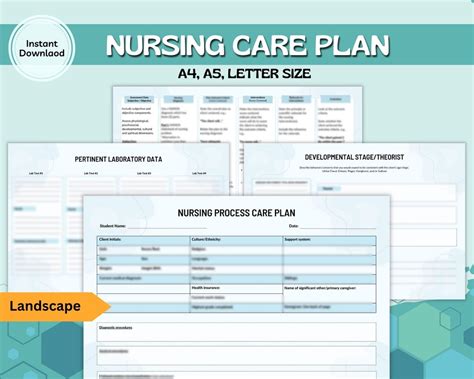 Nursing Care Plan Worksheets Includes Nursing Process Etsy