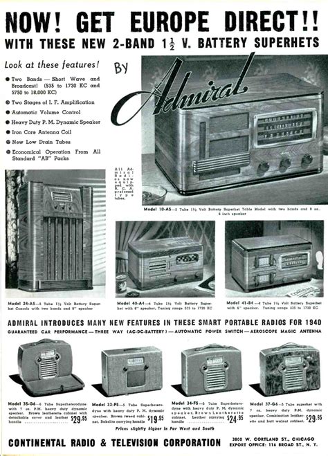 1940 Admiral Radios