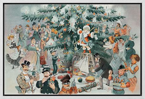 Asdg12s Framed Canvas Print Wall Art Festive Christmas Tree Celebration