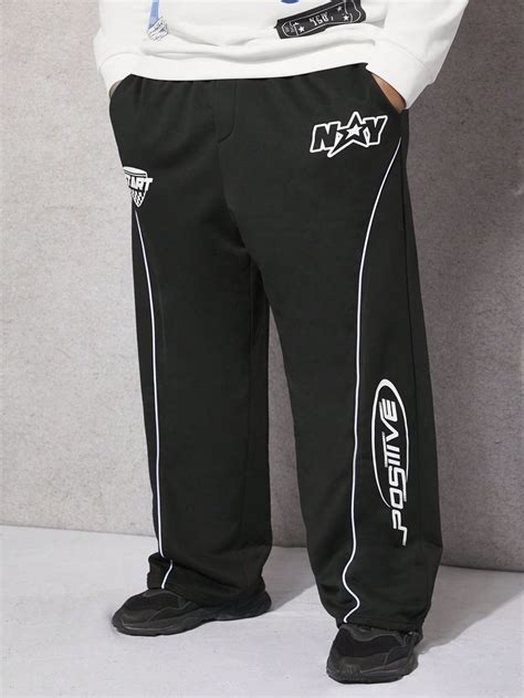 Manfinity Emrg Hombres Talla Grande Pantalones Deportivos Con Estampado