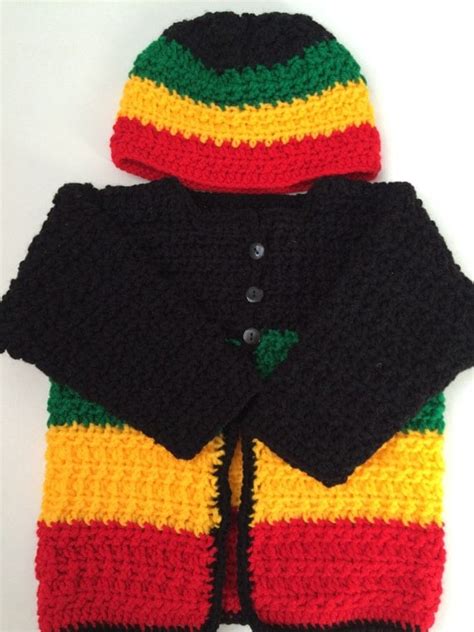 Crochet Child Rasta Sweater And Hat Set Kids Rasta Clothing