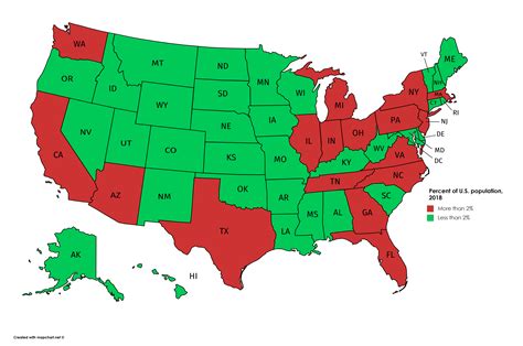 Percent of U.S. population of each state, 2018 : r/MapPorn