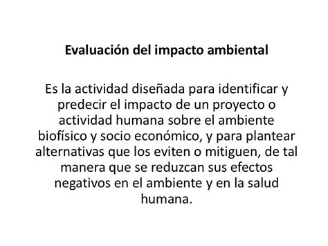 La EvaluaciÓn Del Impacto Ambiental