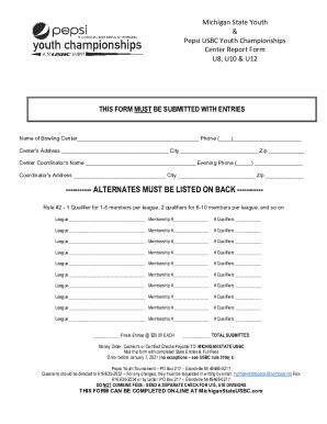 Fillable Online Hawai I State Usbc Pepsi Youth Championship Fax Email