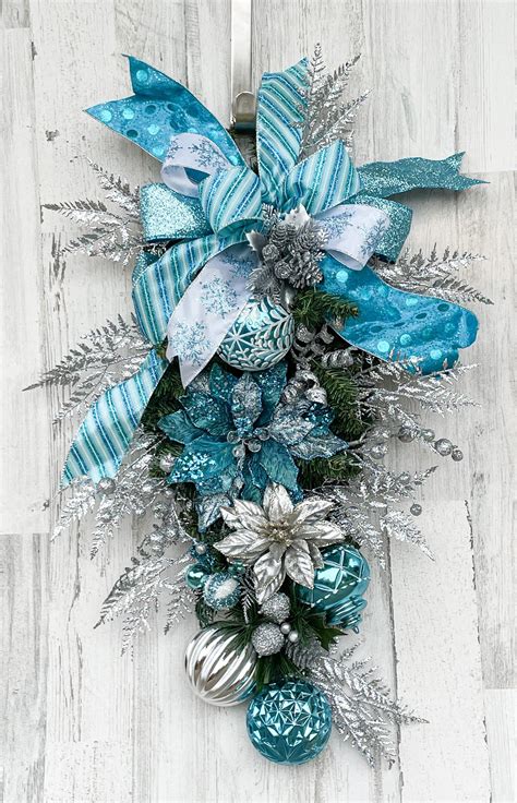 Christmas Wreath Christmas Swag Blue Christmas Swag Etsy