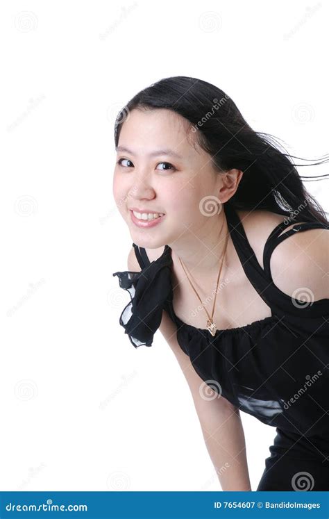 Smiling Chinese Woman Closeup Portrait Stock Image Image Of Cute