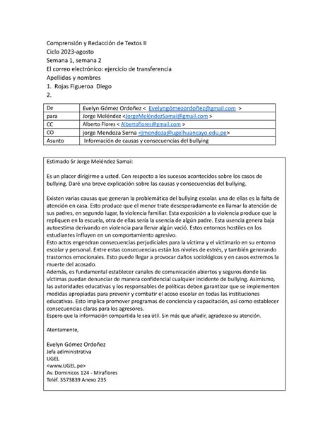 Correo electronico semana 2 sesion 2 Comprensión y Redacción de