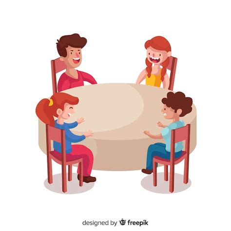 Free Vector | Hand drawn kids sitting around table illustration