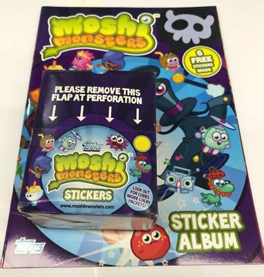 Topps Moshi Monsters Collectable Stickers Box 50 Packs X 5 Stickers